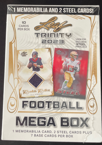 2023 Leaf Trinity Football Factory Sealed MEGA Box Blaster 1 Memorabilia Card