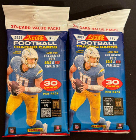 2024 Panini Score NFLFootball Factory Sealed Cello Value Pack (2 off)