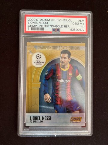 2020 Stadium Club Chrome Lionel Messi Gold Refractor PSA 10 /50 CC-LM